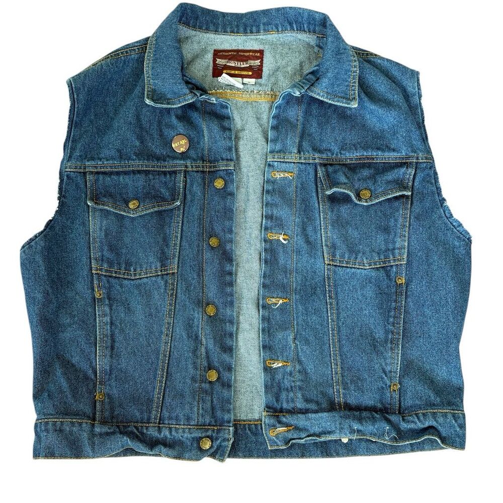 Rustler Vintage Denim Vest Blue Medium Unisex Casual‎ Sleeveless